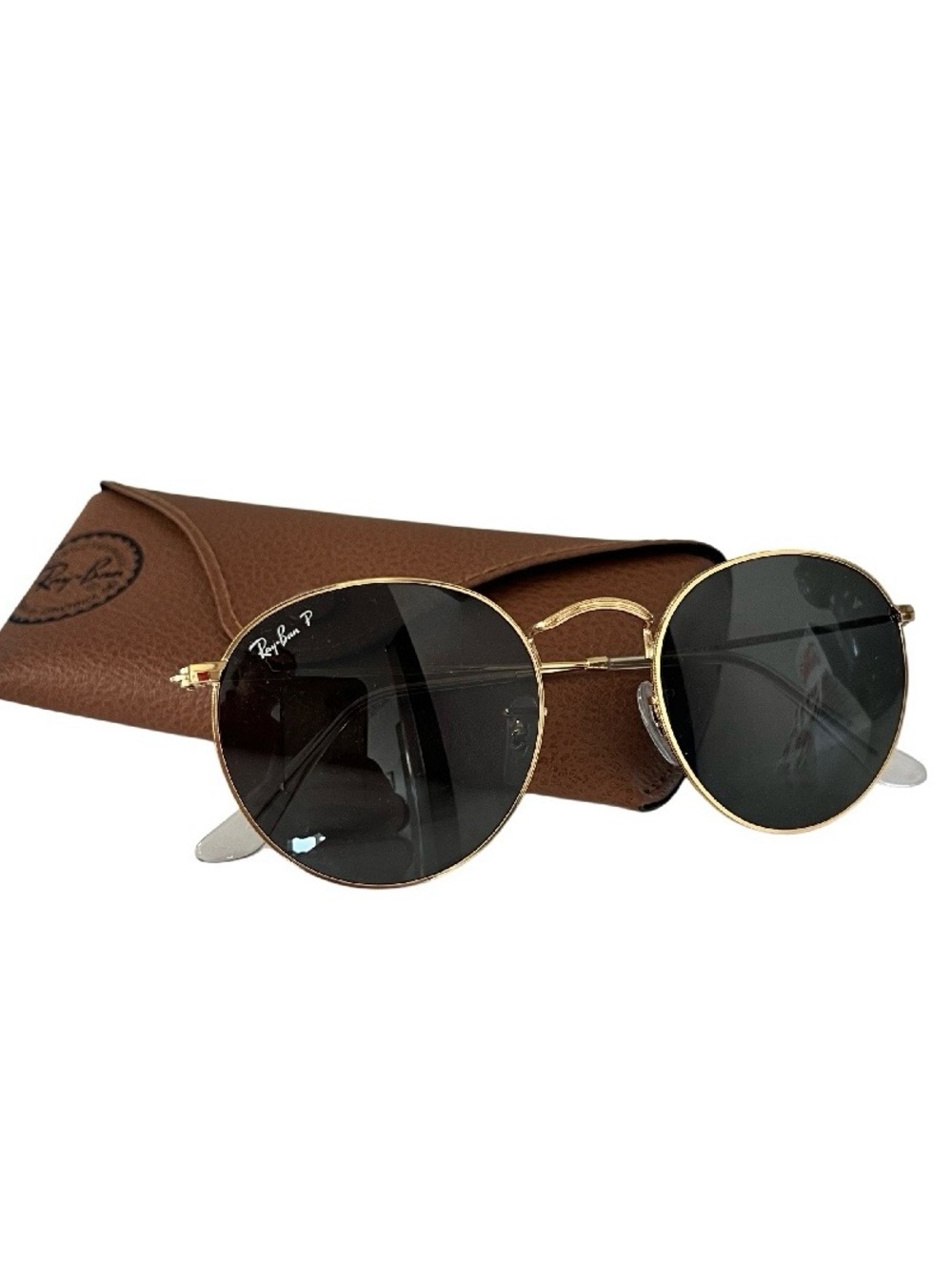 Ray-Ban Gold Frame Sunglasses with Black Lenses